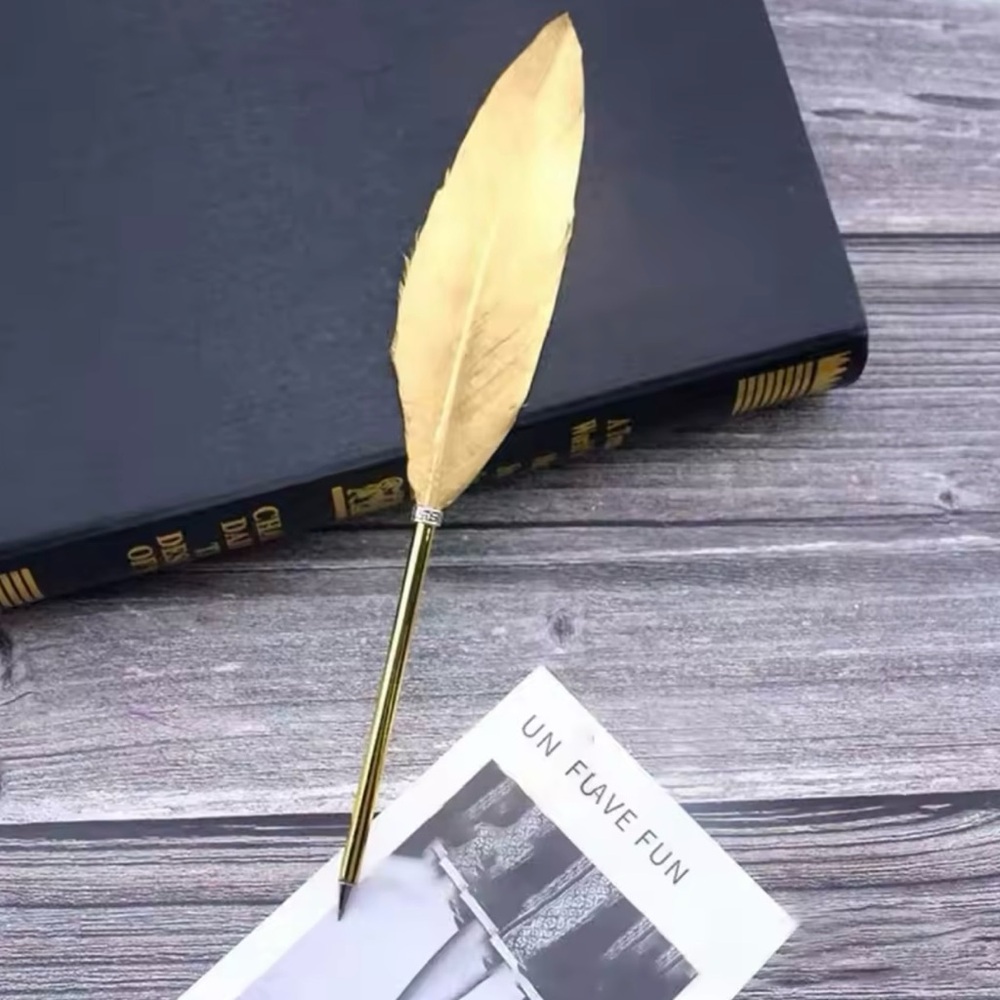 Gold Quill Feather Ballpoint Pen
